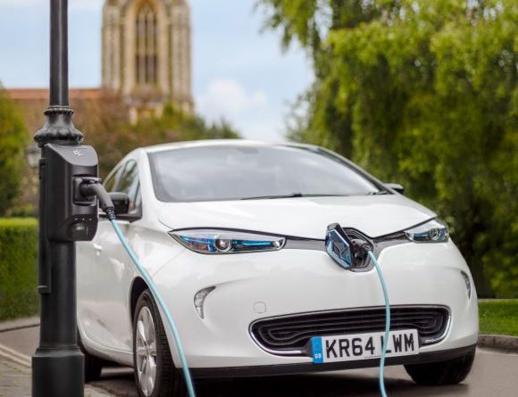 Electric Car Charging on Lamp Post