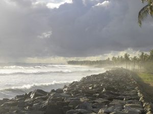 Sea Wall at Kollam Beach Kerala