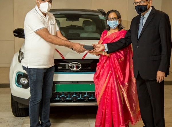 N Chandrsekaran takes delivery of a new car